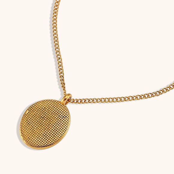 Pinky Promise Oval Pendant Necklace Friendship Gift For Her 18K Gold Plated - Picture 6 of 13